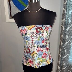 Zinc Strapless Tie Back HawaiianTop SZ XL